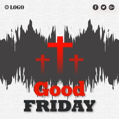 Good Friday Grey Black Red Background Social Media Design Banner