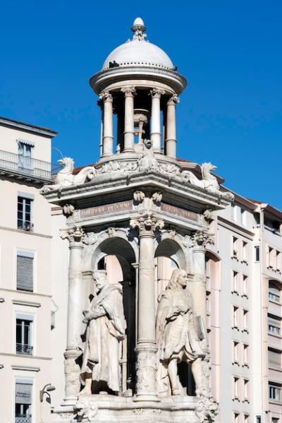 Vertical View of Famous Jacobins Fountain in Lyon