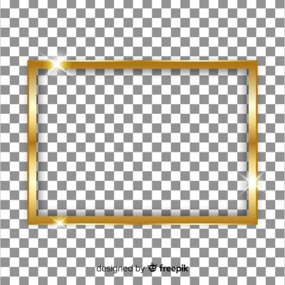 Realistic Golden Frame on Transparent Background