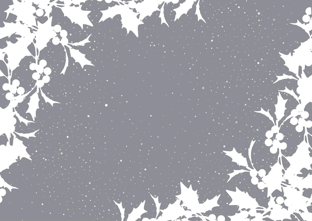 Winter Christmas Background with Holly and Berry Border