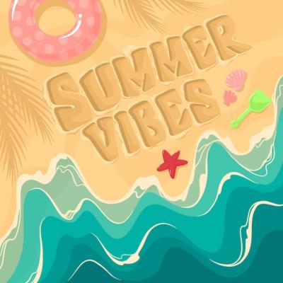 Hand drawn summer vibes illustration