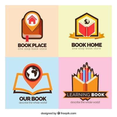 Colorful Book Logos in Flat Design