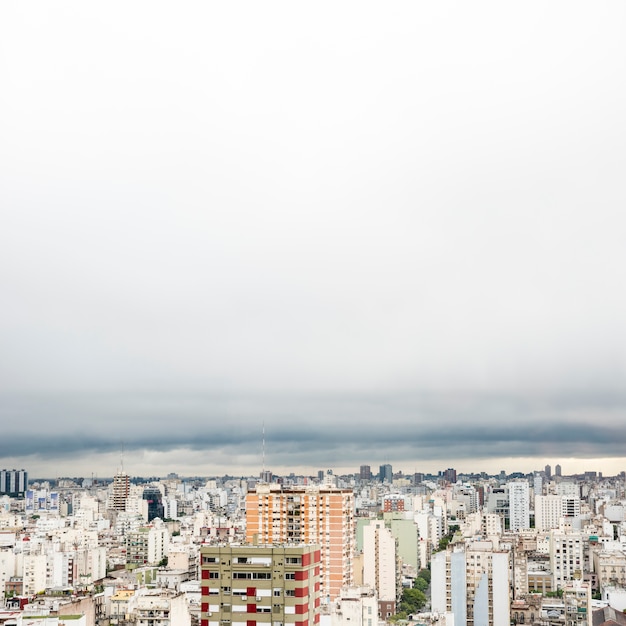 Cityscape at height in cloudy day