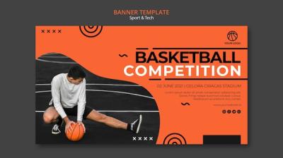 Basketball Competition and Man Banner Template