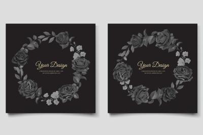 Hand Drawn Black Roses Invitation Card