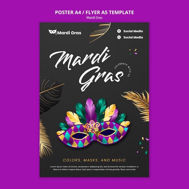 Mardi Gras Celebration Poster Template: Free Download!