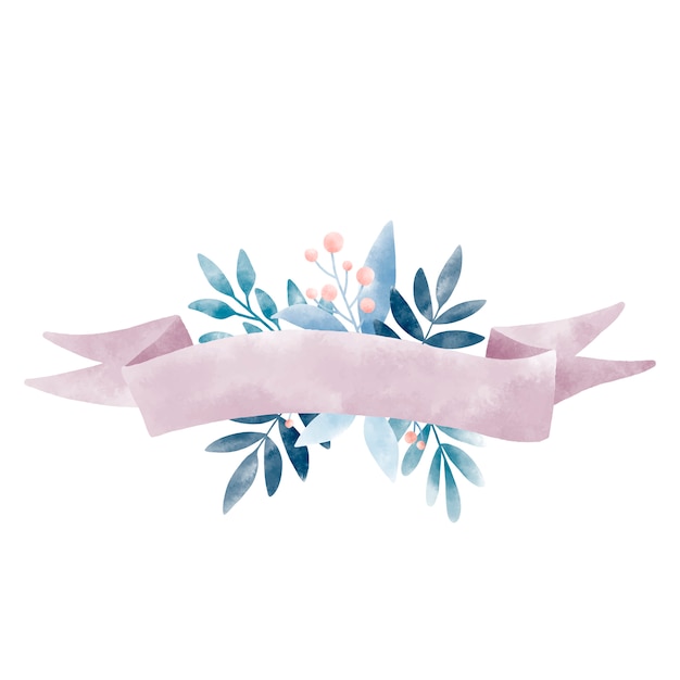 Watercolor Leaves with a Banner Vector – Free Download