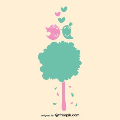 Love Birds and Tree Wedding Invitation