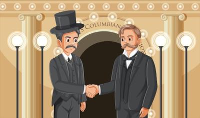 Nikola Tesla’s Alliance with George Westinghouse: A Free Vector Cartoon Illustration