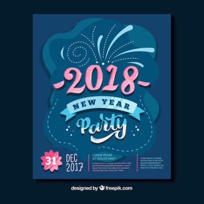 Creative Blue New Year Party Flyer Template