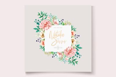 Hand drawn floral wedding card set