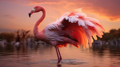 Flamingo curls into an elegant form