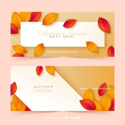 Banners with autumn leaf – Vector Templates for Free Download