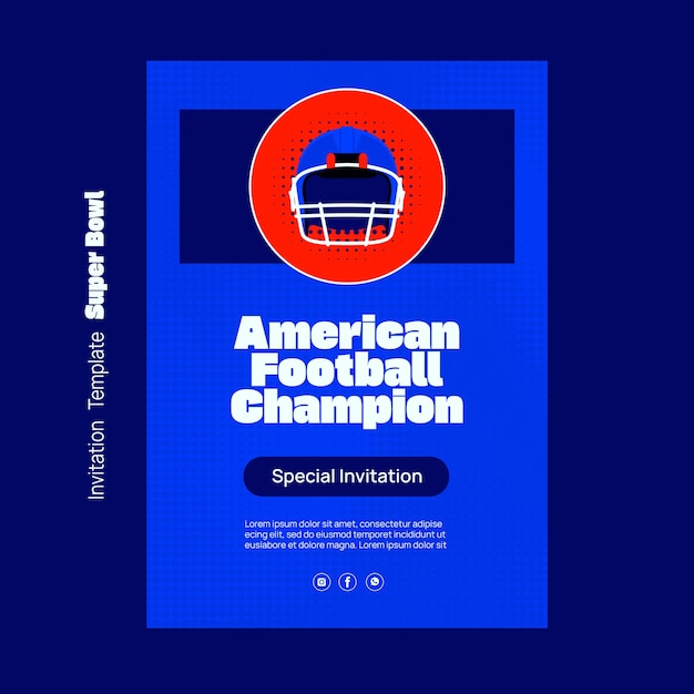 Flat Design Super Bowl Invitation Template