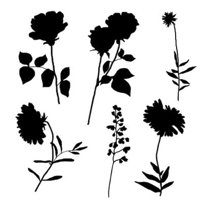 Hand drawn flower silhouettes illustration