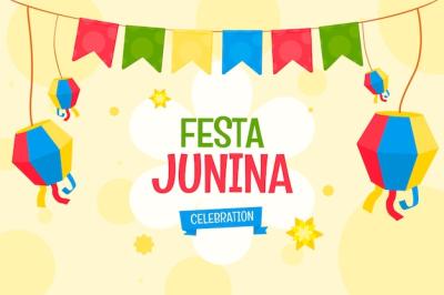 Flat Background for Brazilian Festas Juninas Celebration