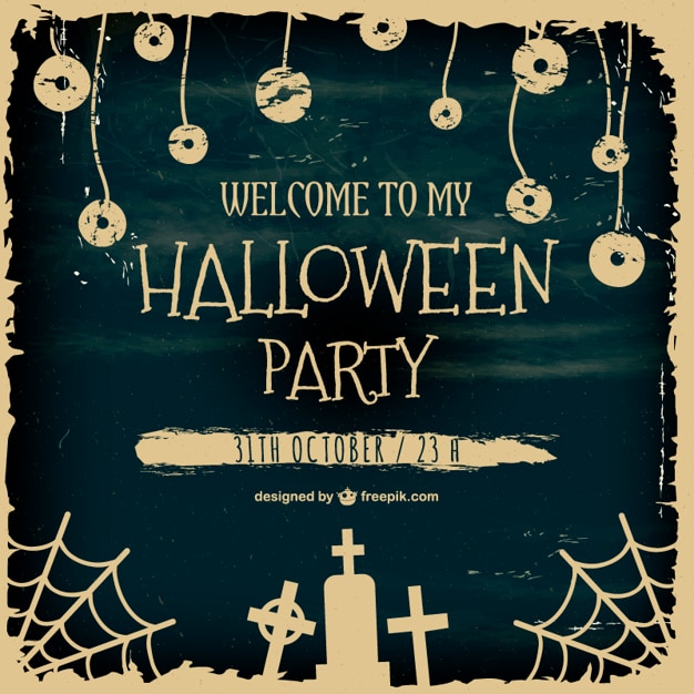 Grunge Halloween Party Poster Vector Template Free Download