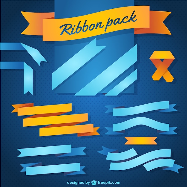 Blue and Yellow Ribbon Pack – Free Download Vector Templates