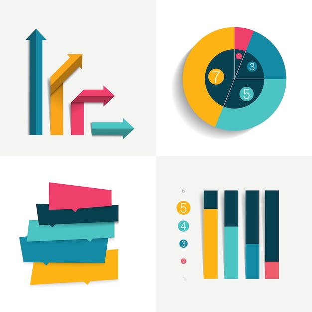 Color Editable Infographic Elements for Flat Charts and Brochures