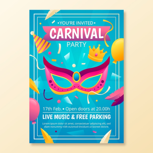 Gradient Carnival Party Invitation Template