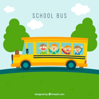 Cartoon School Bus with Children for Free Download