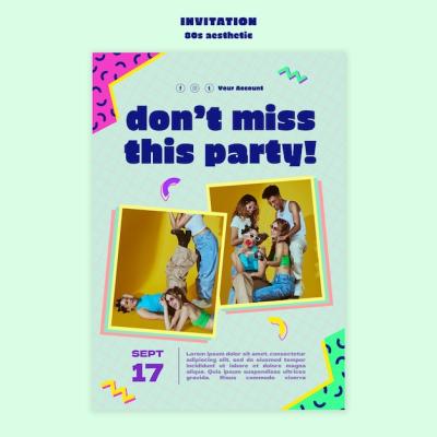 80s Aesthetic Invitation Template