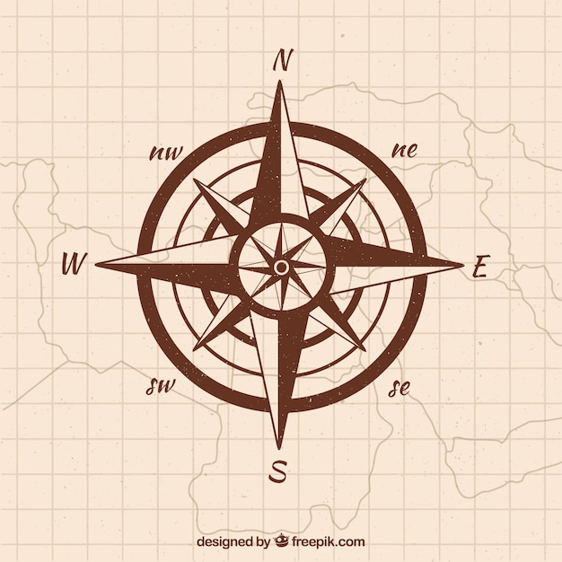 Hand Drawn Map Compass Background Templates for Free Download