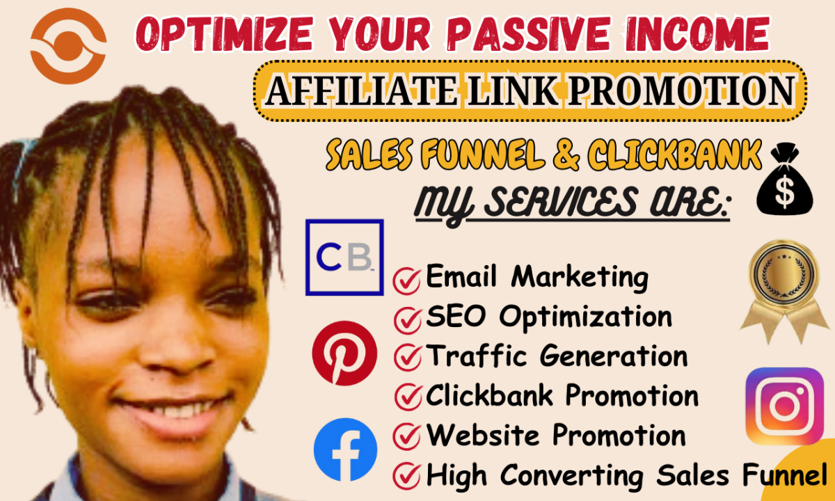 I will do affiliate link promotion affiliate marketing clickbank sales funnel