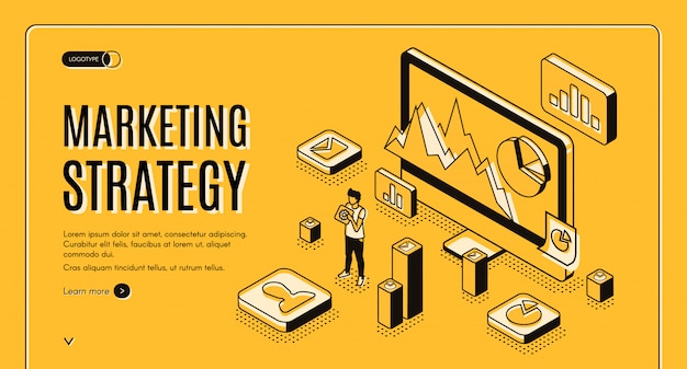 Isometric Vector Web Banner for Digital Marketing Agency