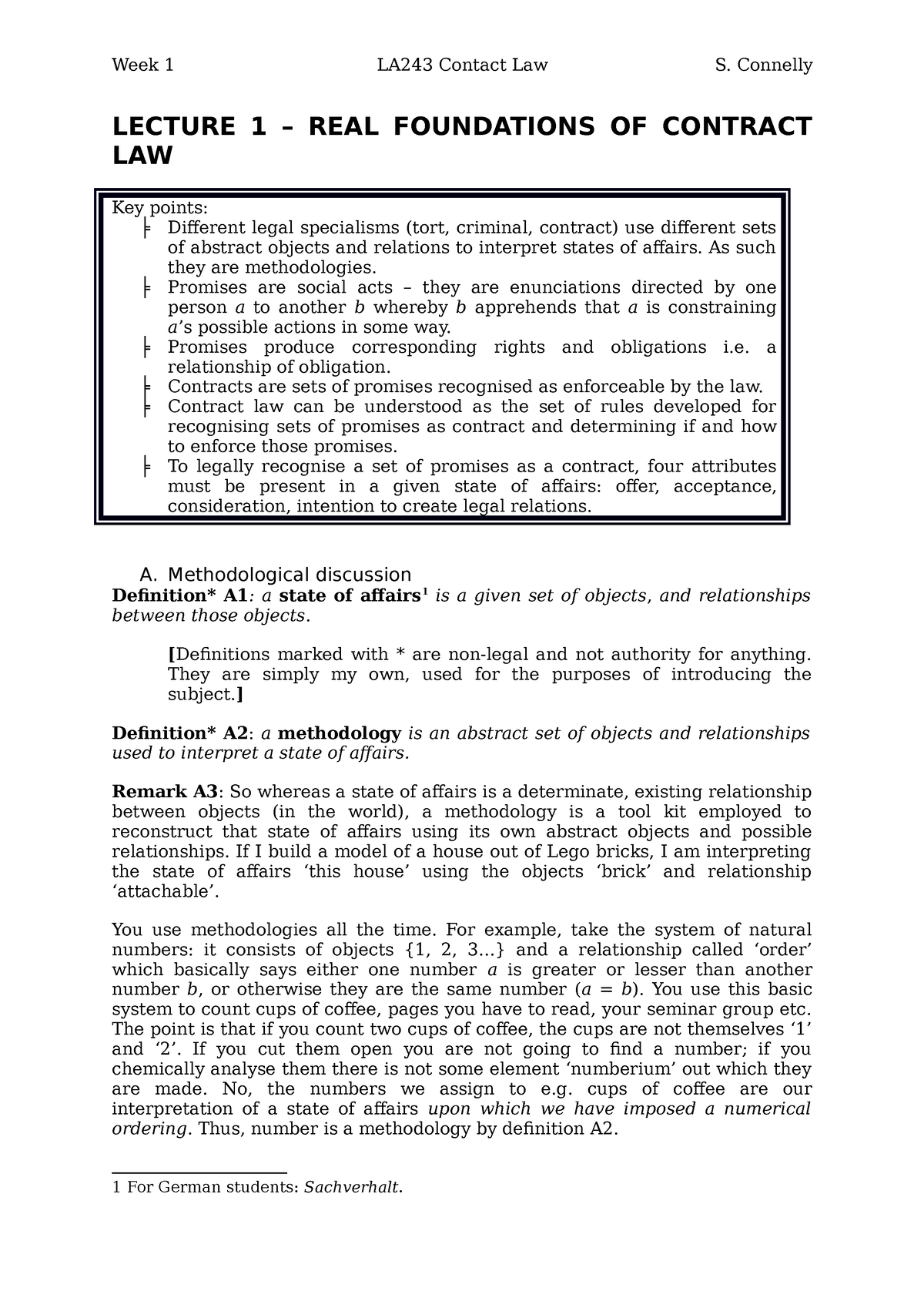 Contract Lect 1 LECTURE 1 REAL FOUNDATIONS OF CONTRACT LAW Key 