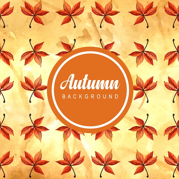 Autumn Backgrounds with Watercolor Orange, Yellow and Green Leaves