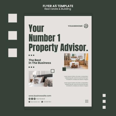 Real Estate and Building Template: Free Download PSD Templates for Flat Design