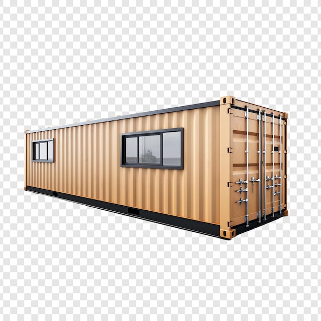 Shipping container house isolated on transparent background for free download