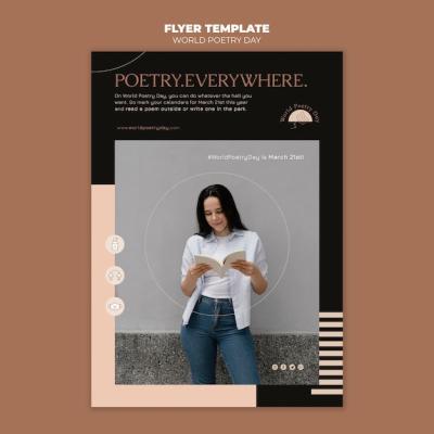 Poetry Day Print Template with Free Stock Photo