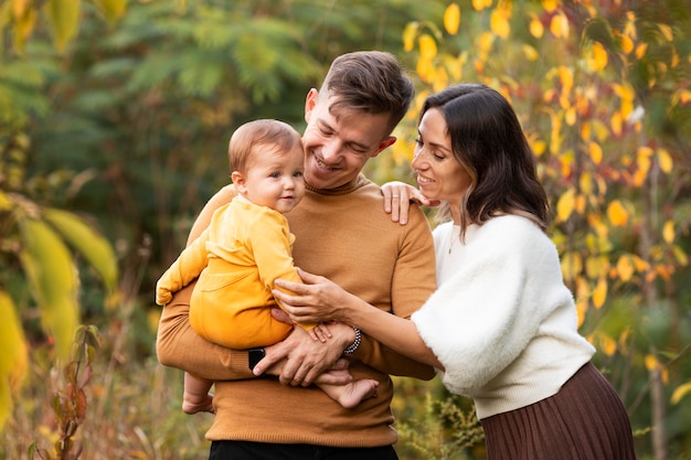 Family lifestyle outdoors in autumn time