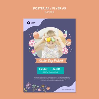 Poster Template with Easter Day Theme