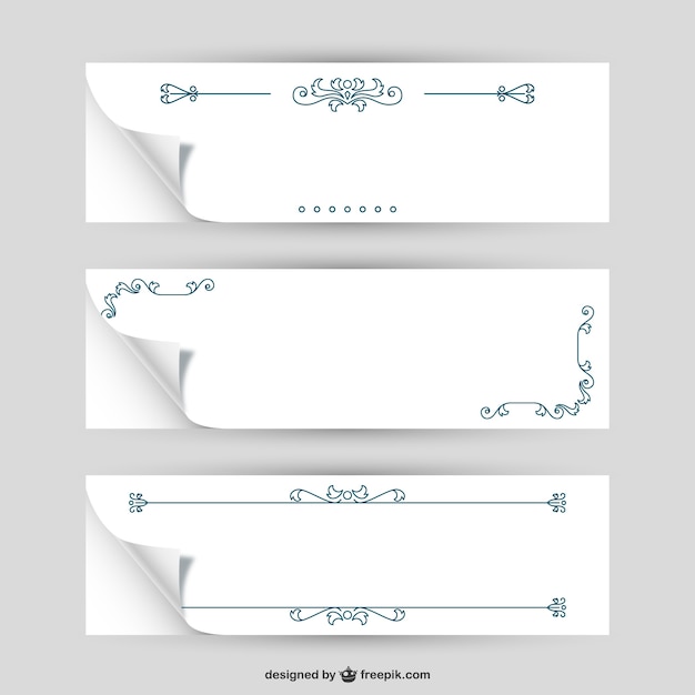 Curled Paper with Ornaments – Free Download Vector Templates