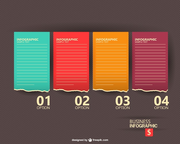 Business Infographic with Four Sheets of Paper