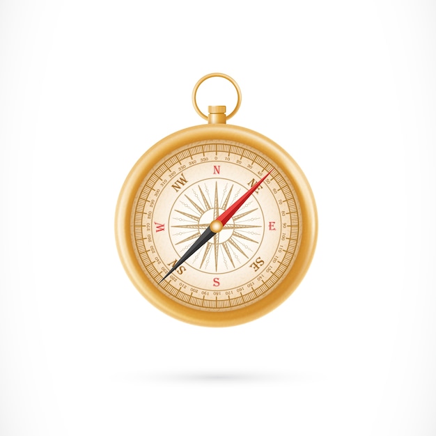 Golden Case Compass Illustration – Free Download