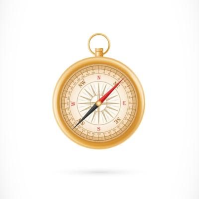 Golden Case Compass Illustration – Free Download