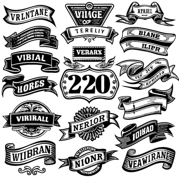 Vintage Ribbons Vector Set Free Download