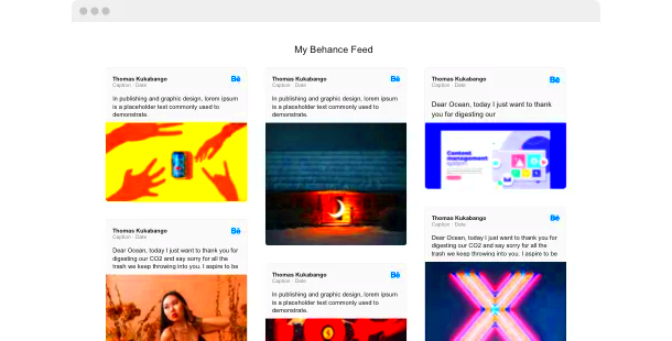 Best Behance Feed Plugin For Website Add on your website in 2 minutes