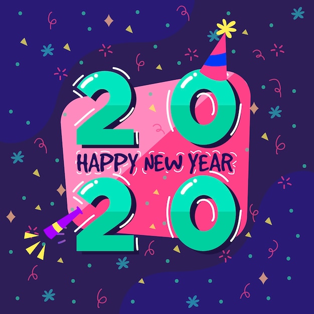 Hand Drawn New Year 2020 Background Vector Template – Free Download