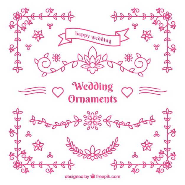 Pink Wedding Ornaments – Free Download Vector Templates