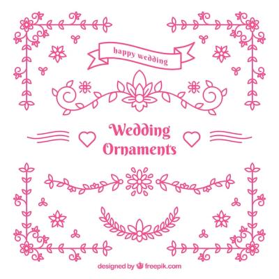 Pink Wedding Ornaments – Free Download Vector Templates