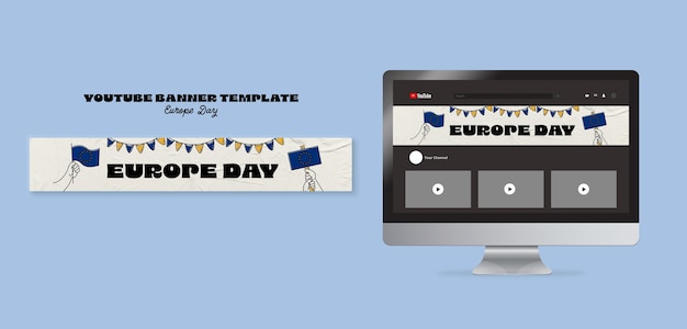 Hand Drawn Europe Day YouTube Banner – Free Download