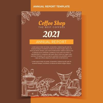 Hand drawn coffee shop annual report template