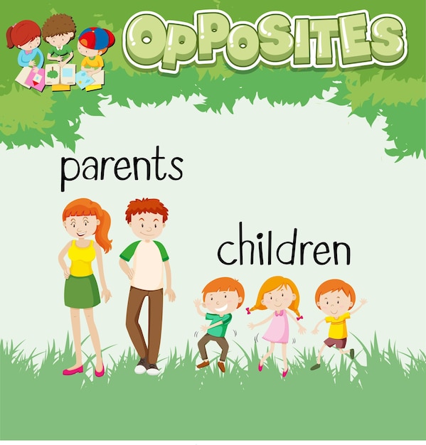 Opposite Words for Parents and Children