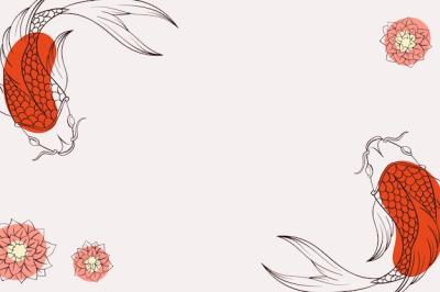 Hand drawn koi fish background for free download