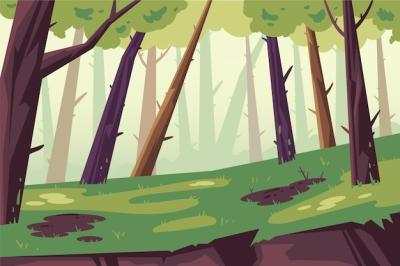 Hand Drawn Flat Design Forest Landscape